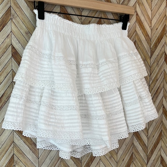 Aerie White Rock N Ruffle Mini Skirt Ruffle Lace Skirt - Picture 2 of 8